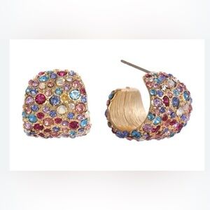 Christian Siriano Multi-color stone wide huggie  hoop earrings